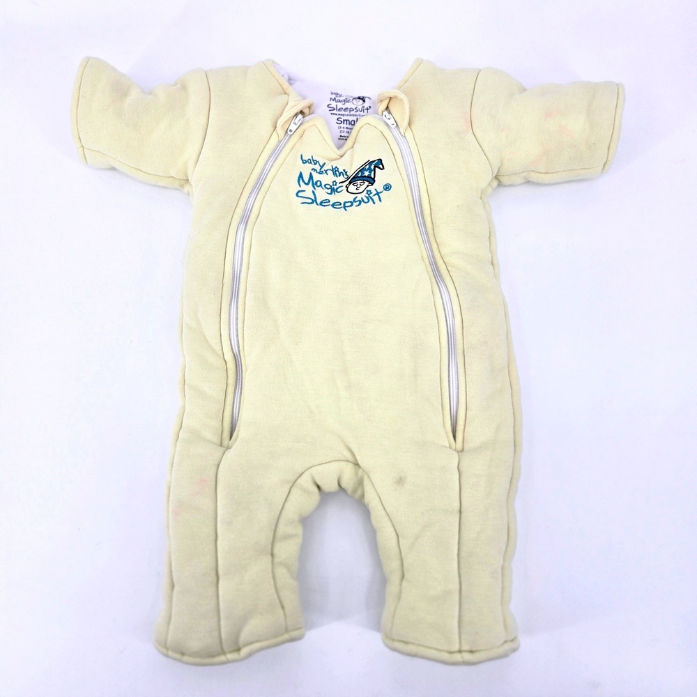 Baby Merlin's Magic Sleepsuit Cotton Swaddle Transition Small Cream Yellow GUC